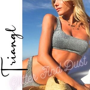 Triangl Melrose Sparkle Silver High Leg  Bikini Bottoms
